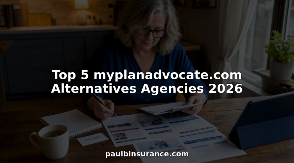 Medicare agent comparing insurance plans at desk