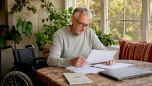 Man with disability reviewing Medicare Part D documents