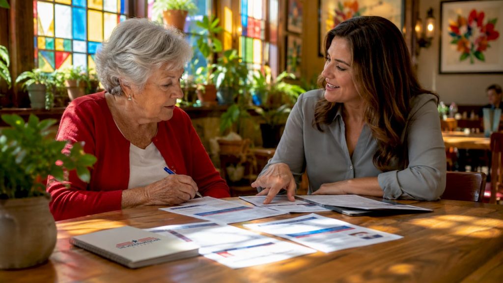 Medicare agent consulting senior client