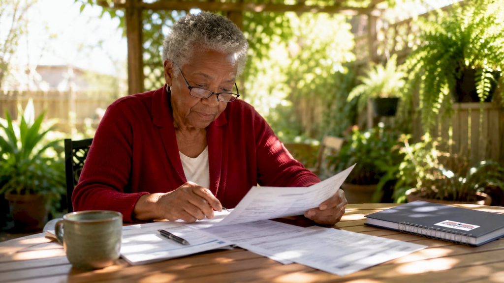 Senior woman reviewing Medicare Part D documents