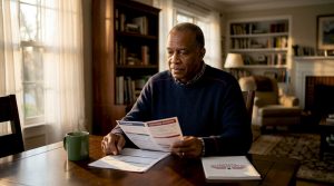Senior man reviewing Medicare brochure