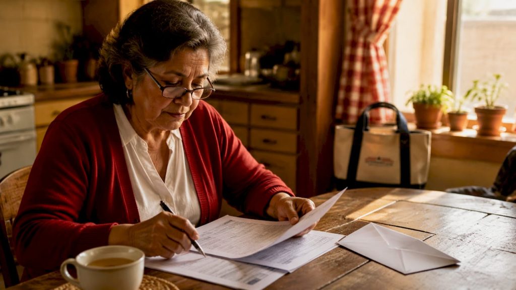 Senior woman reviewing Medicare complaint documents