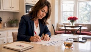 Person reviewing Medicare and employer coverage paperwork