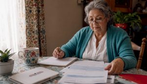 Senior woman reviewing Medicare hospital indemnity plan