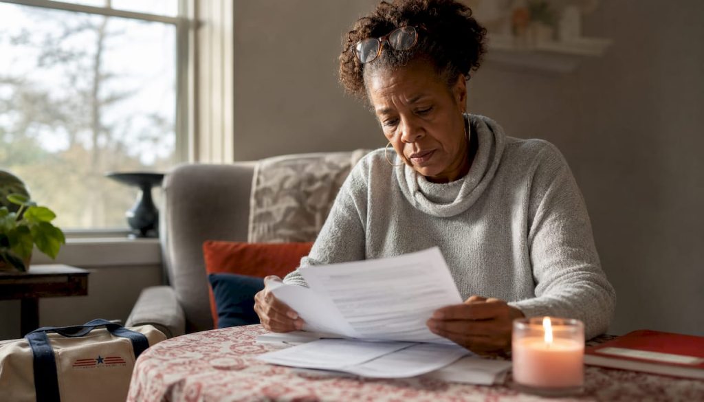 Woman reviewing Medicare Part B paperwork