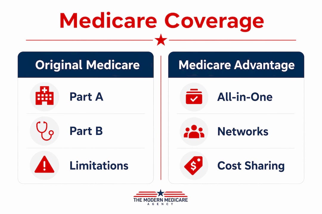 Infographic comparing Medicare coverage options