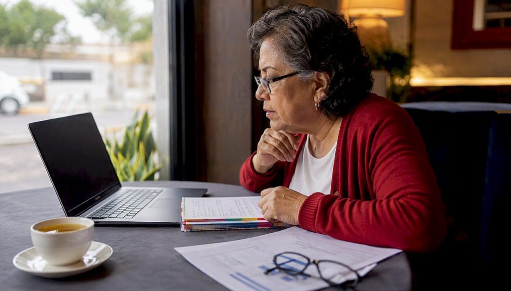 Senior woman preparing for Medicare video consult