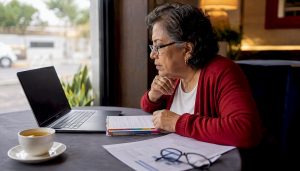 Senior woman preparing for Medicare video consult