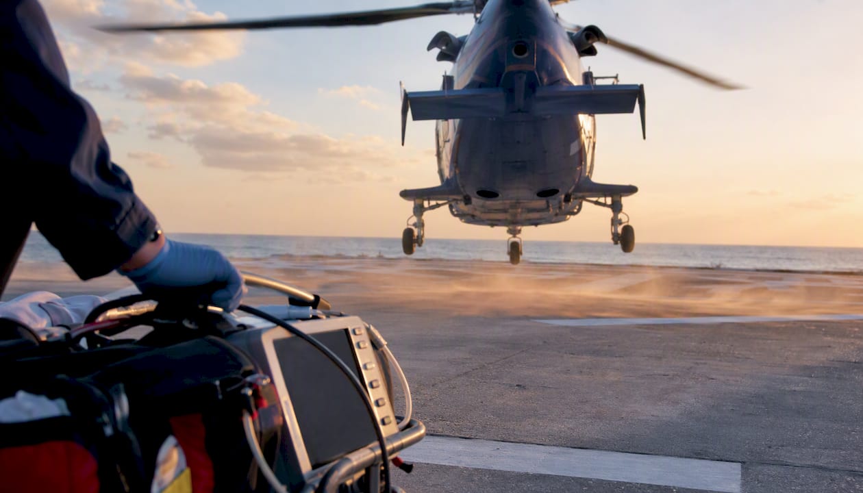 Medical evacuation helicopter landing
