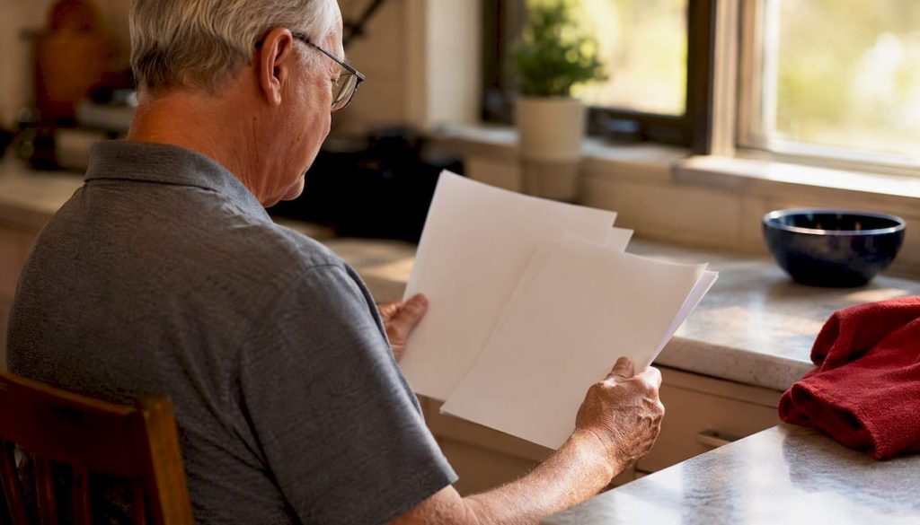 Senior holding Medicare plan brochures