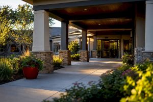 Welcoming long-term care facility entrance