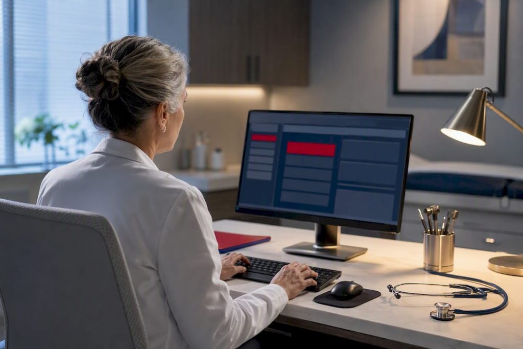 Clinician reviewing a prior authorization request