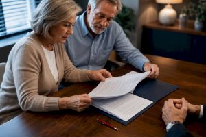 Retirees reviewing a fixed annuity contract