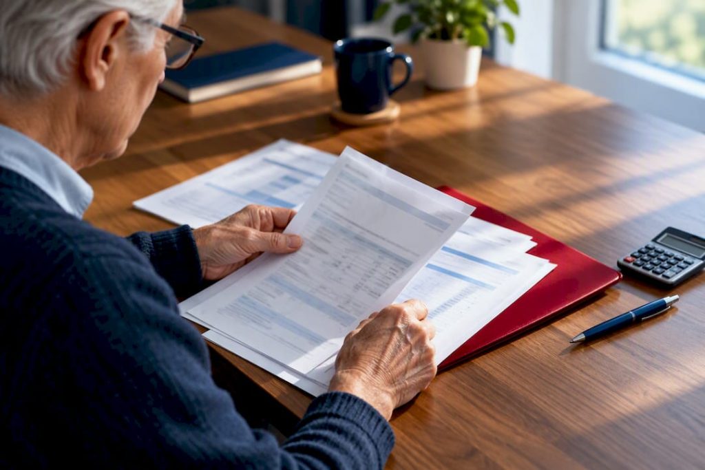 Hands reviewing Medicare claim statements