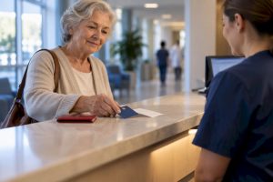 Medicare patient completing hospital billing payment