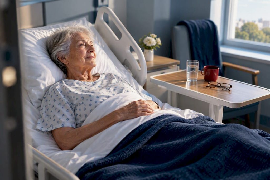 Senior patient resting during hospital stay