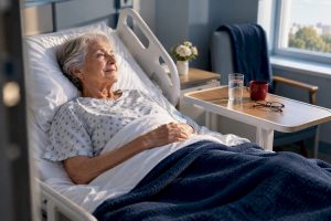 Senior patient resting during hospital stay