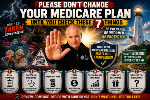 Medicare expert Paul Barrett signals consumers to stop before changing Medicare plans and review seven important areas including plan changes, doctors, prescriptions, costs, out-of-pocket limits, extra benefits and reasons for switching.