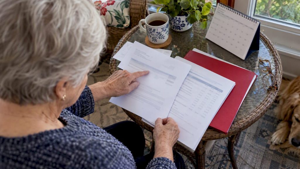 Hand checking a Medigap renewal notice