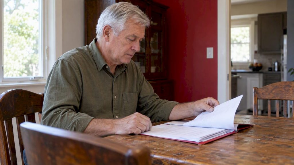 Man reviewing a Medigap application at home