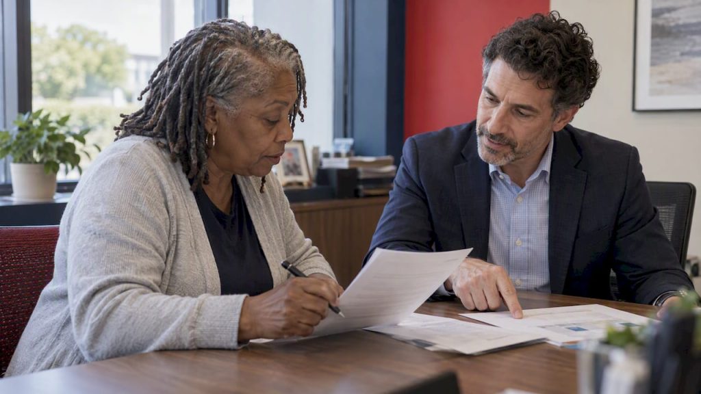 Medicare consumer reviewing plan options with an agent