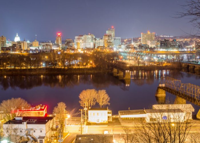 36806700 - harrisburg, pennsylvania skyline at night