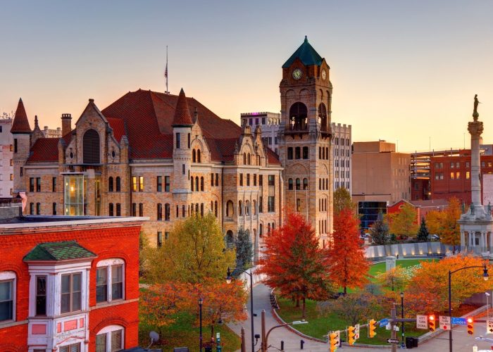 The Lackawanna County Courthouse occupies a 4.7-acre lot in downtown Scranton, PA